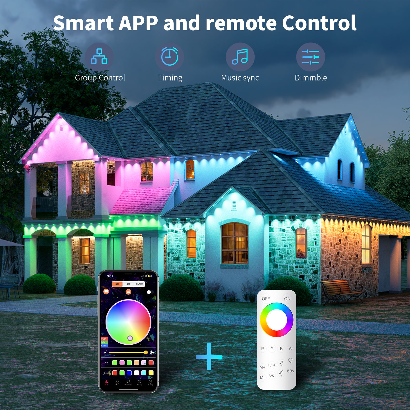 Feican FC-RGBIC-TV Outdoor RGBIC Smart Strip Lights - USB App Controlled LED Decorative Light String